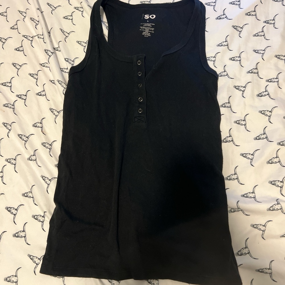 SO Black Ribbed Knit Top